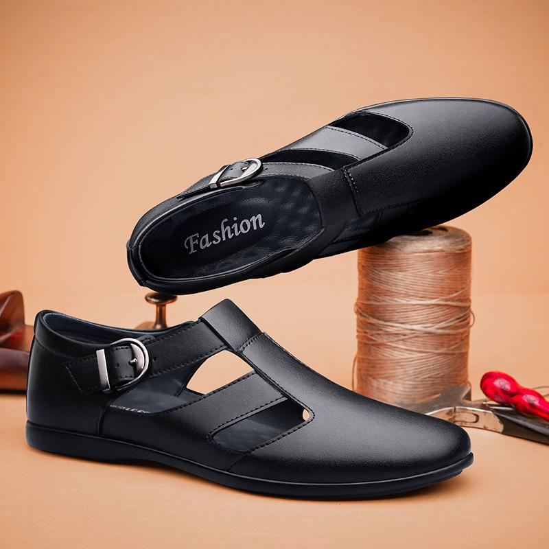 Outdoor Classic Summer Shoes Genuine Leather Men's Sandals New Fashion Handmade Casual Shoes Leisure Walk Male Hollow Out Flats