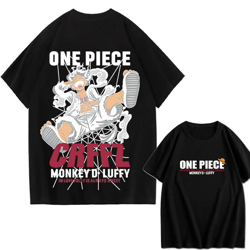One Piece Zoro Luffy Gear 5 Printed Loose Shortsleeved Cotton Tshirt Summer Y2k Cotton Unisex Clothing Retro 2026 New Tees
