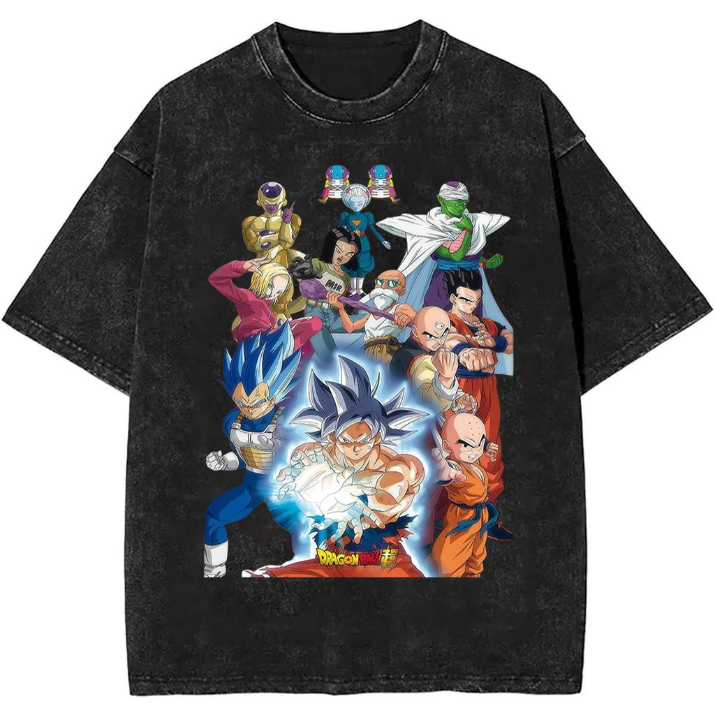 Летняя ностальгическая футболка Dragon Ball 2026 100% хлопок Плотная стираная ретро оверсайз мужская с принтом аниме стритвир унисекс