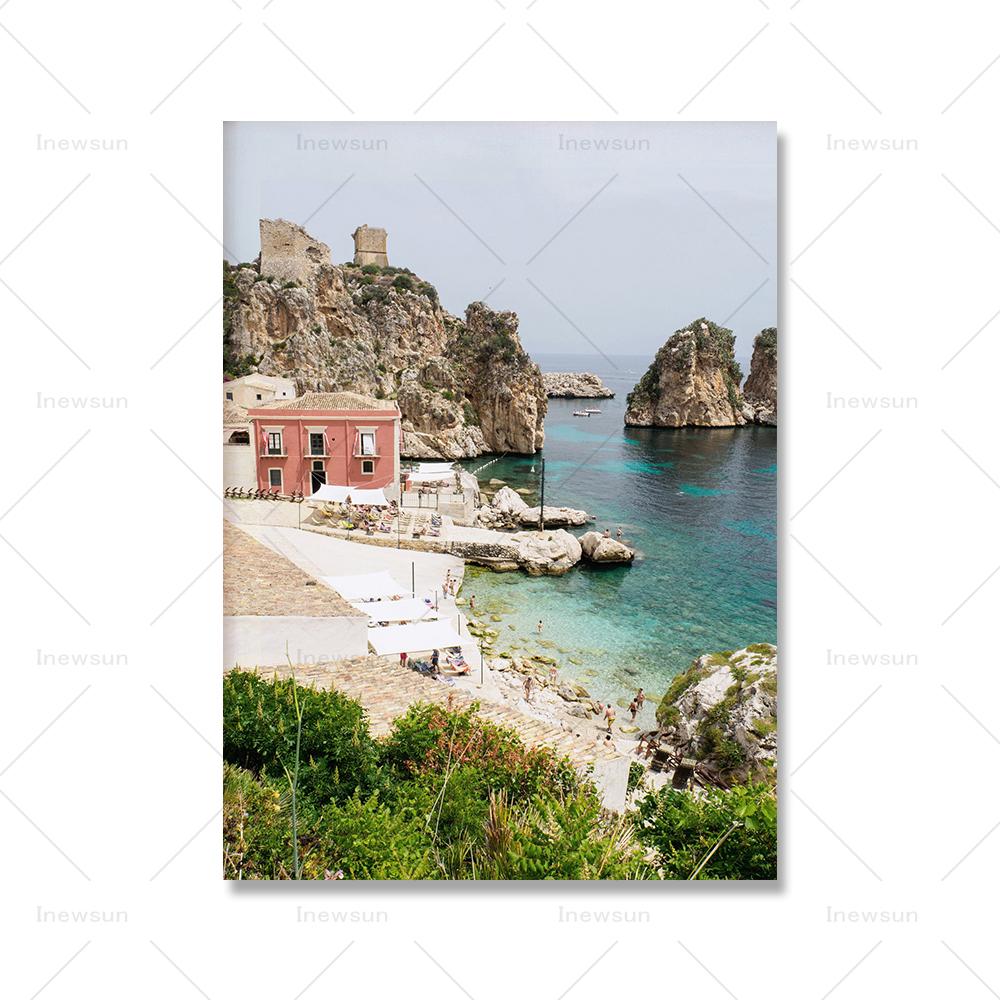 Italy Gallery Wall Art Pictures Sicily Landscape Prints Mediterranean Posters Modern Boho Travel Scenery Canvas Painting Decor