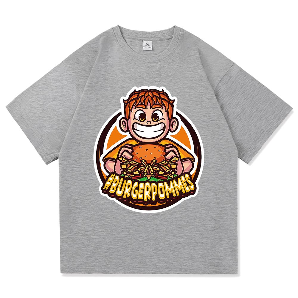 Burgerpommes 2 футболка модная мужская Harajuku эстетическая милая футболка Icrimax унисекс высокое качество мультфильм повседневные хлопковые футболки рубашки