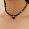 Sweet Cool Spicy Girl Style Hip Hop Imitation Zircon Crystal Heart Shaped Choker Necklace Pendant