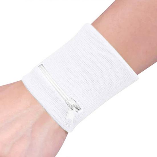 3 шт. спортивный браслет с карманом на молнии, очень широкий эластичный ремешок для защиты запястья, дышащий и поглощающий пот фитнес-кошелек на запястье для бега