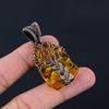 Ювелирный кулон ручной работы «Древо жизни» из балтийского янтаря с драгоценным камнем из чистой медной проволоки