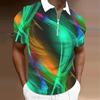 Men's Shirt Polo Casual Zip Short Sleeve Fashion Casual Zipper Summer Spring Regular Fit 3D Print Shirt