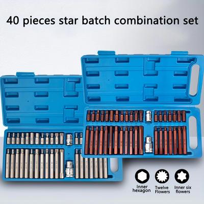 Набор из 40 звездообразных бит, набор отверток Torx Head, набор отверток S2 Steel Magnetic Security Tamper Proof Star 6 Point Screw Driver Kit Tools,