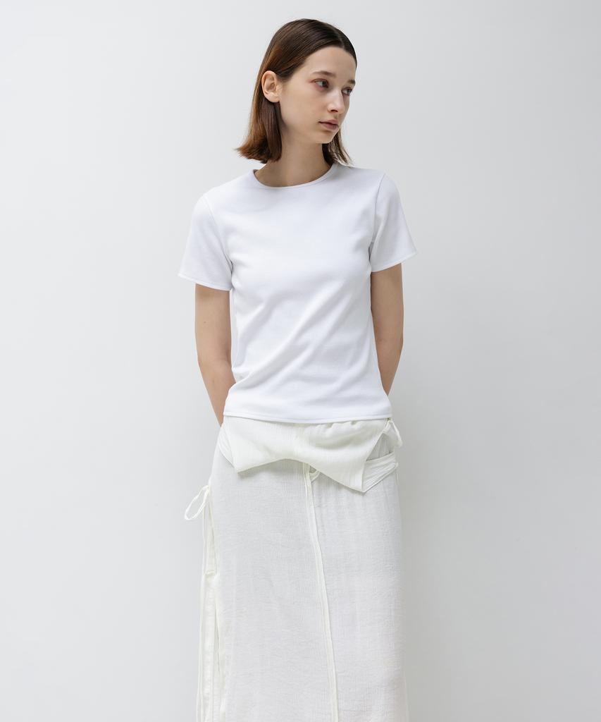INSILENCE WOMEN Washed Rib Half Sleeve White