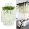 6PCS 110cm Artificial Wisteria Vine Garland Fake Ivy Flowers for Wedding Arch, Home Wall Decor Realistic Outdoor Hanging Plants