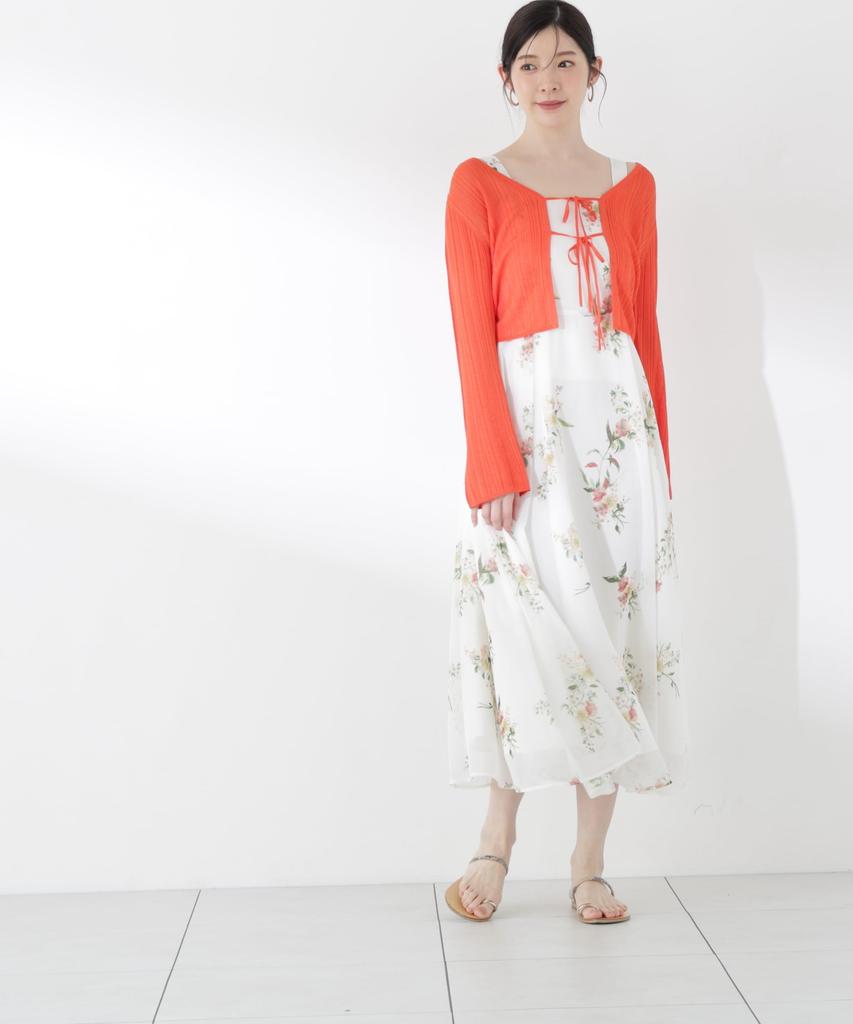 BODY Botanical Floral Camisole Dress x Coral Pink [PROPOTION DRESSING] [Pink / S]