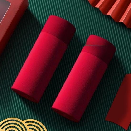 Мужское нижнее белье боксеры со средней посадкой, эластичным поясом, из модальной ткани, шорты-трусы U-образной формы, однотонные, красные, на удачу, облегающие