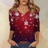 Women's T Shirt CHristmas Print 3/4 Sleeve Daily Weekend Fashion Basic V- Neck Regular Top