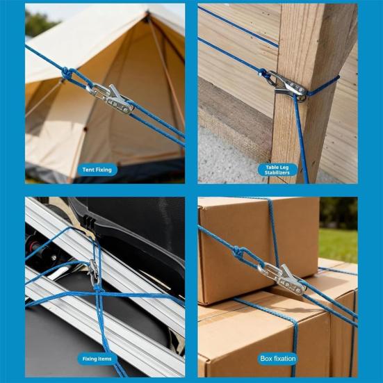 1 Комплект Натяжитель веревки с роликом Прочный металлический кулачковый натяжитель для наружного использования Туризм Пеший туризм Водный туризм Кемпинг Регулировщик-затяжитель веревки оттяжки