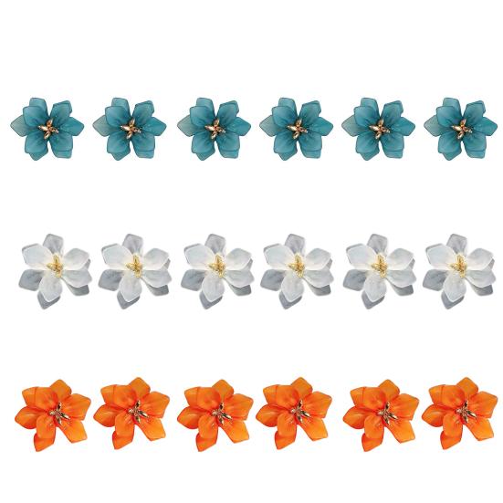 1 пара элегантных серег с преувеличенным темпераментом, акриловые серьги-клипсы в винтажном стиле с цветком, ювелирный аксессуар