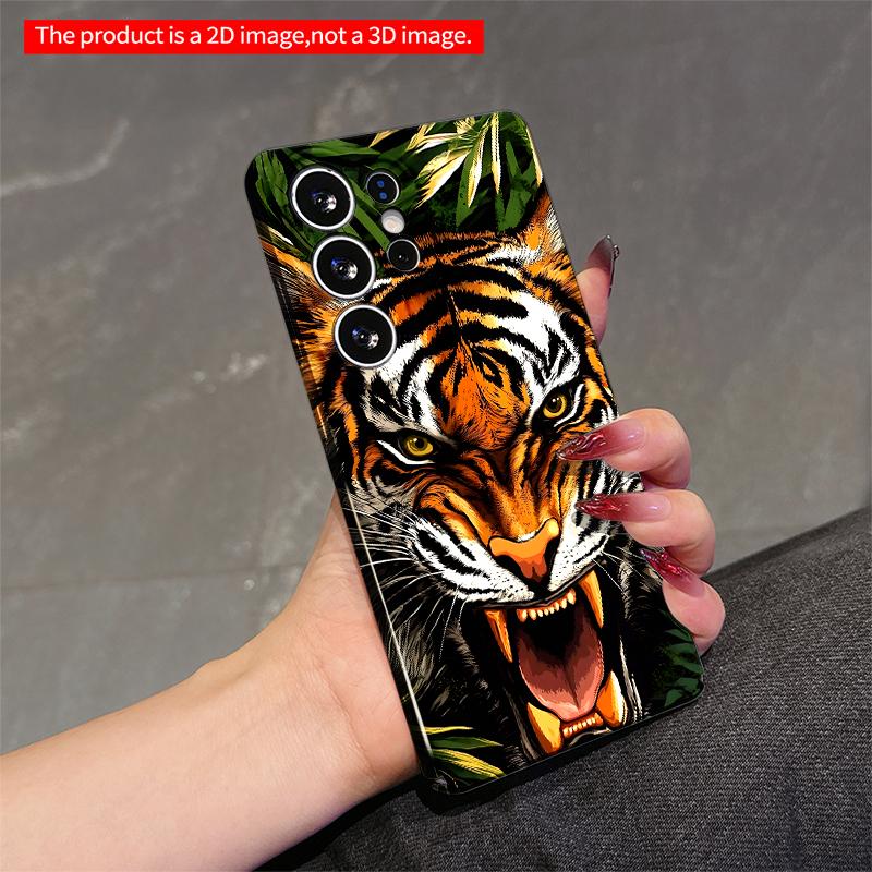 2DFlat Samsung phone case Roaring Tiger in Jungle Leaves Applicable to Galaxy S23 S24 S25ULTRA S26 A12 A14 A15 A16 A54 A55