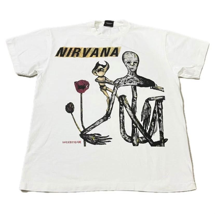 Винтажная белая футболка NIRVANA Incesticide 1992 года, размер XL, с одинарным швом, репринт.