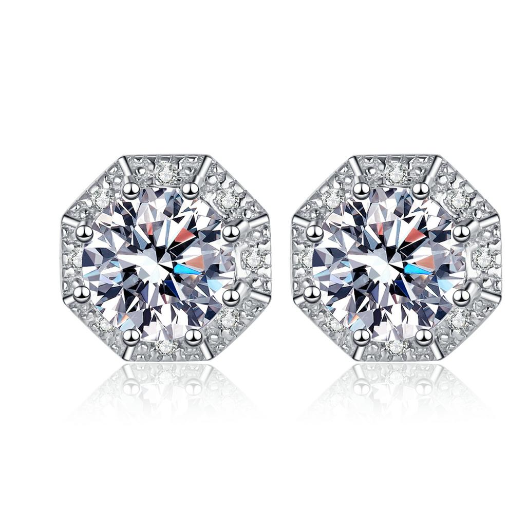 S925 Sterling Silver Moissanite Earrings for Women New Eight-pointed Star Earrings Simple High-end Earrings Plated with Pt950 Gold