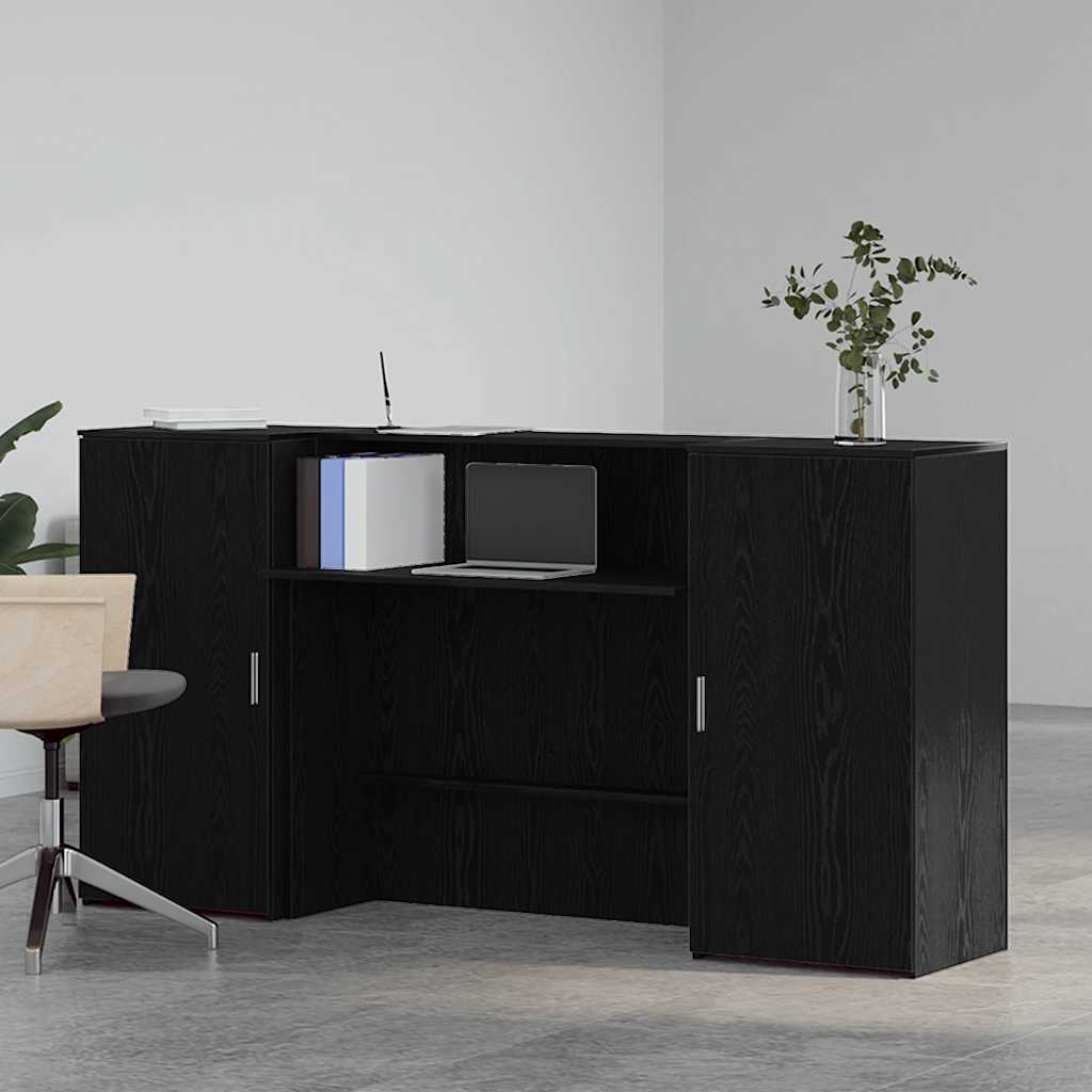 Reception Desk Black Oak Effect 200x50x103.5 cm Engineered Wood