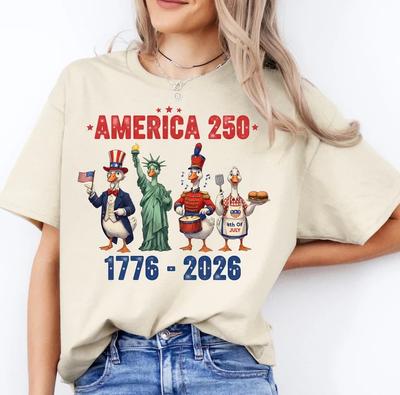 America 250 1776-2026 Shirt, Funny Patriotic Duck T-Shirt, 250th Anniversary Tee