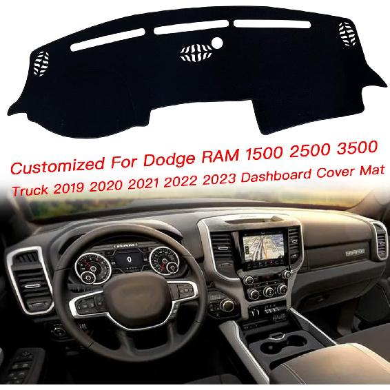 Dash Mat Cover Interior Center Console Compatible with Dodge Ram 1500 2500 3500 Truck Dashboard mat Covers Accessories (Black Trim)