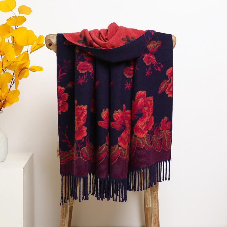 2024 Autumn And Winter New Thickened And Extended Cashmere Scarf Versatile Women'S Warm Neck Protection Scarf Double Sided Scarf Shawl