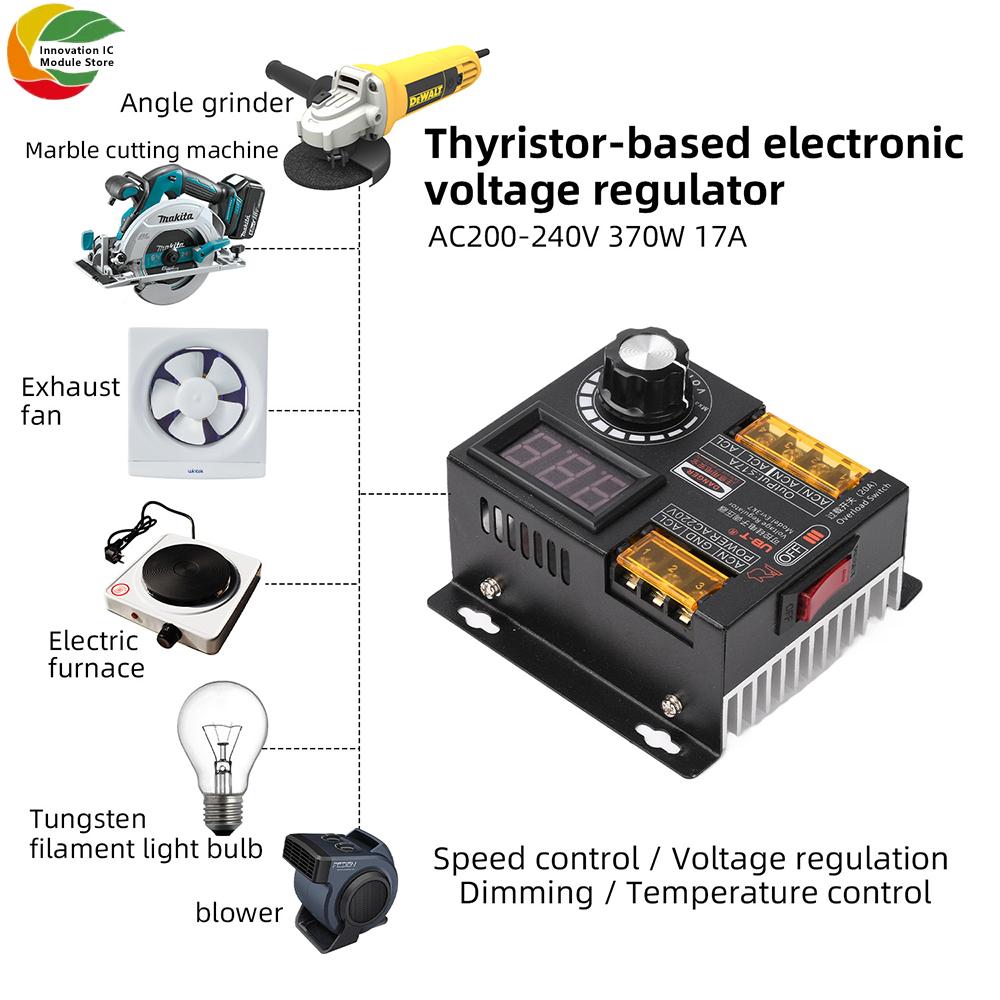 3700W AC220V SCR Voltage Regulator Motor Speed Controller High-Power Stepless Speed-Adjustable Controller for Fans