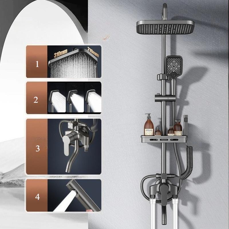 Комплект смесителя для ванны и душа с наддувом, аксессуары для душа, бытовой медный набор насадок, универсальная система душевой лейки