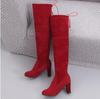 Осенне-зимние однотонные сапоги выше колена на высоком каблуке для женщин 2021 года.