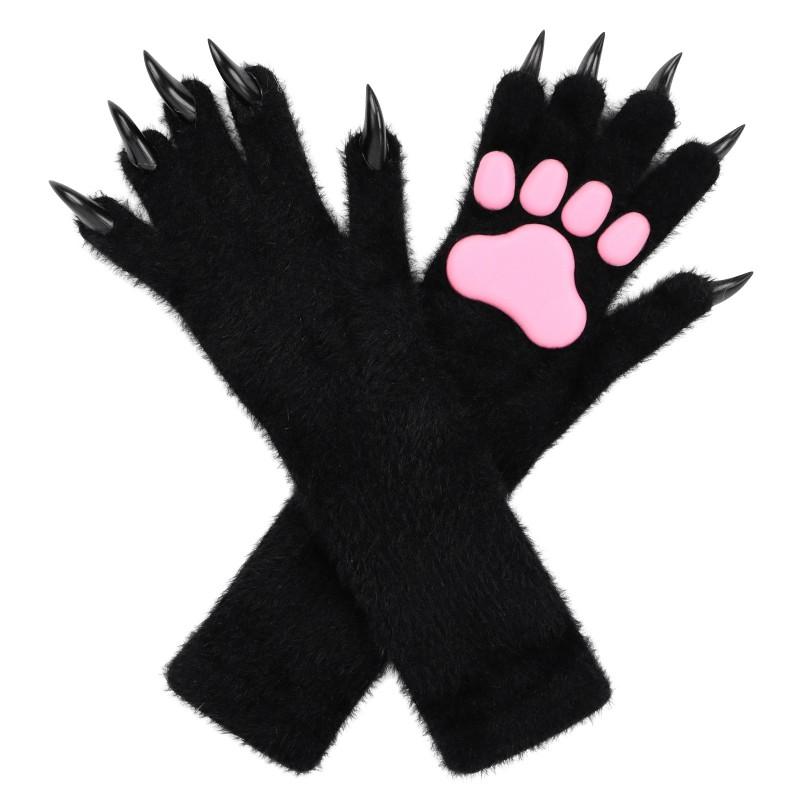 Silicone Paw Gloves With Long Claws Adult Cosplay Costume Halloween Party Prop Fantasy Animal Roleplay Accessory