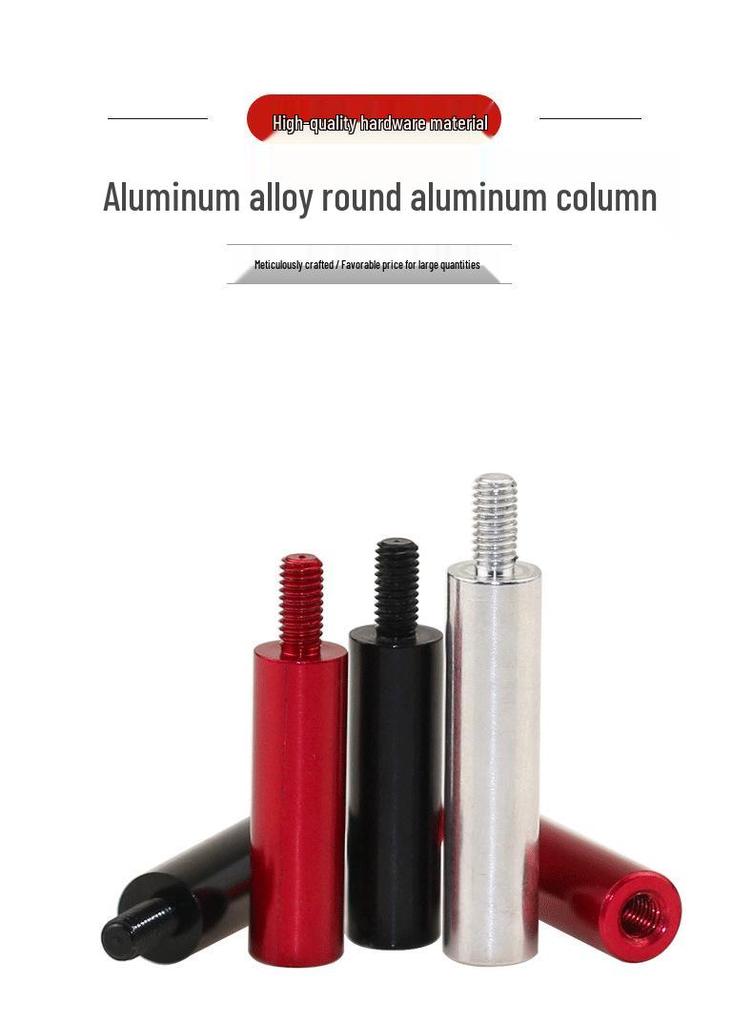 M3D6 Single-head Thread Isolation Post: Red/Black Aluminum Alloy Connecting Rod with Internal & External Threads