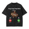 Men's Tung Sahur There Is Motion At Your Front Door Brainrot Meme T Shirts Top Tees Summer Vintage T Shirt O-Neck Casual Tshirt