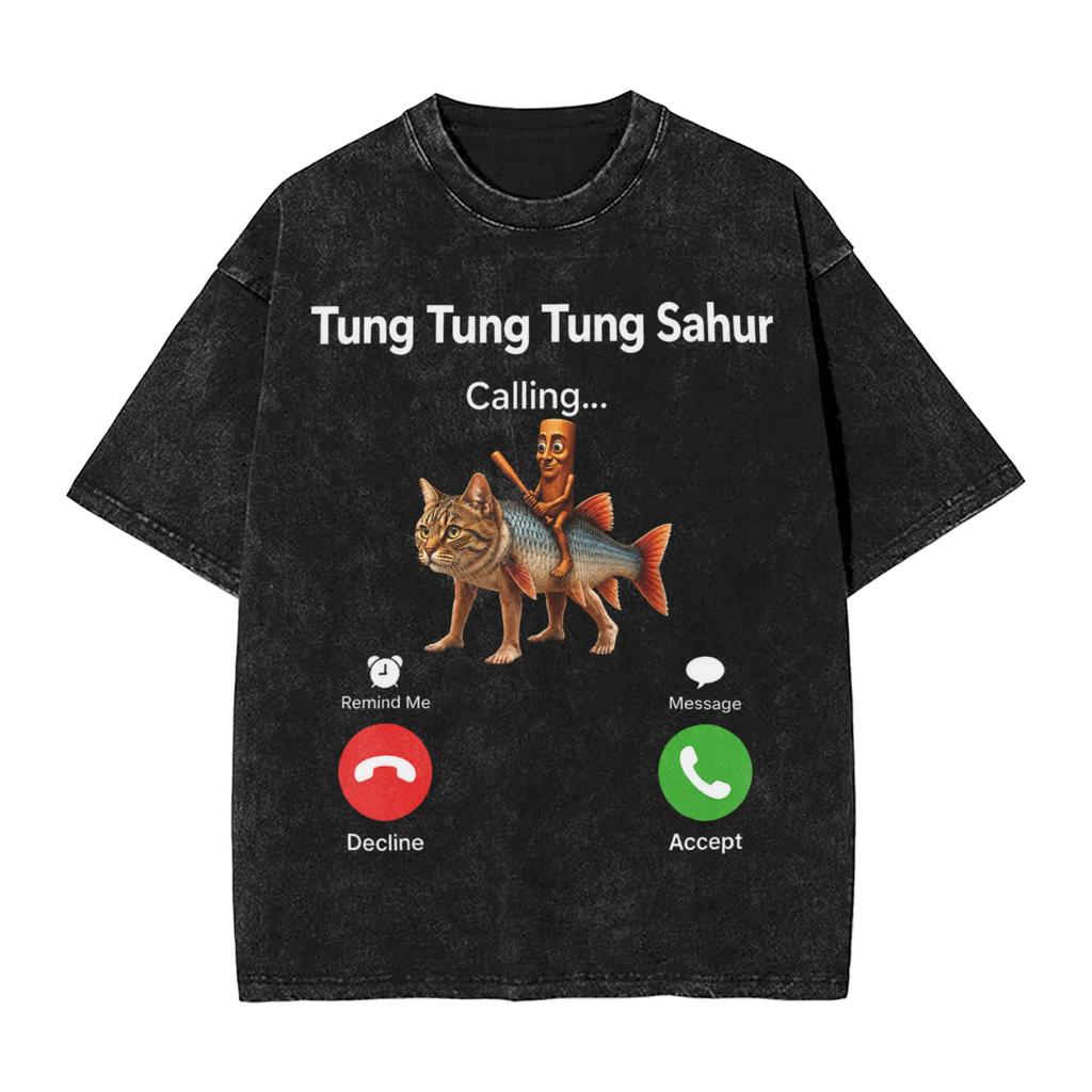 Men's Tung Sahur There Is Motion At Your Front Door Brainrot Meme T Shirts Top Tees Summer Vintage T Shirt O-Neck Casual Tshirt