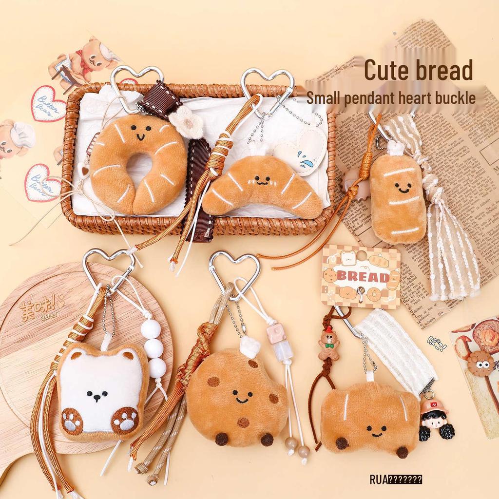 Cute Miu Style Cartoon Bread Plush Doll Keychain Ornament