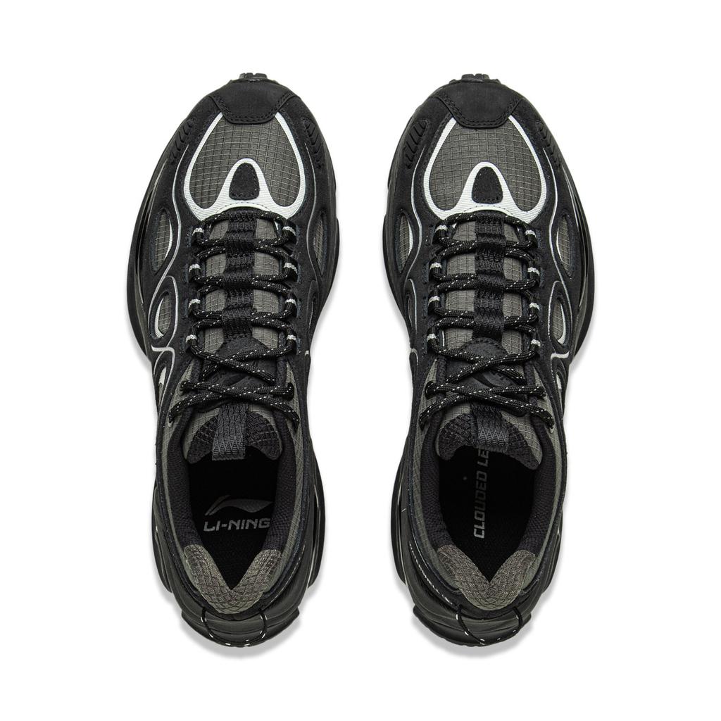 Li Ning Cloud Leopard Светоотражающие Модные Спортивные Нескользящие Амортизирующие Повседневные Кроссовки Средней Высоты Унисекс Повседневная Обувь Черный Серый AZGV069-1