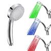 Ручной 3-цветный светодиодный смеситель для душа с водяным питанием, светящиеся распылители для душа для малышей