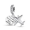Copper Travel Suitcase Airplane Camera Pendant Fit Original Bracelet Charm Bead Necklace Diy Female Jewelry