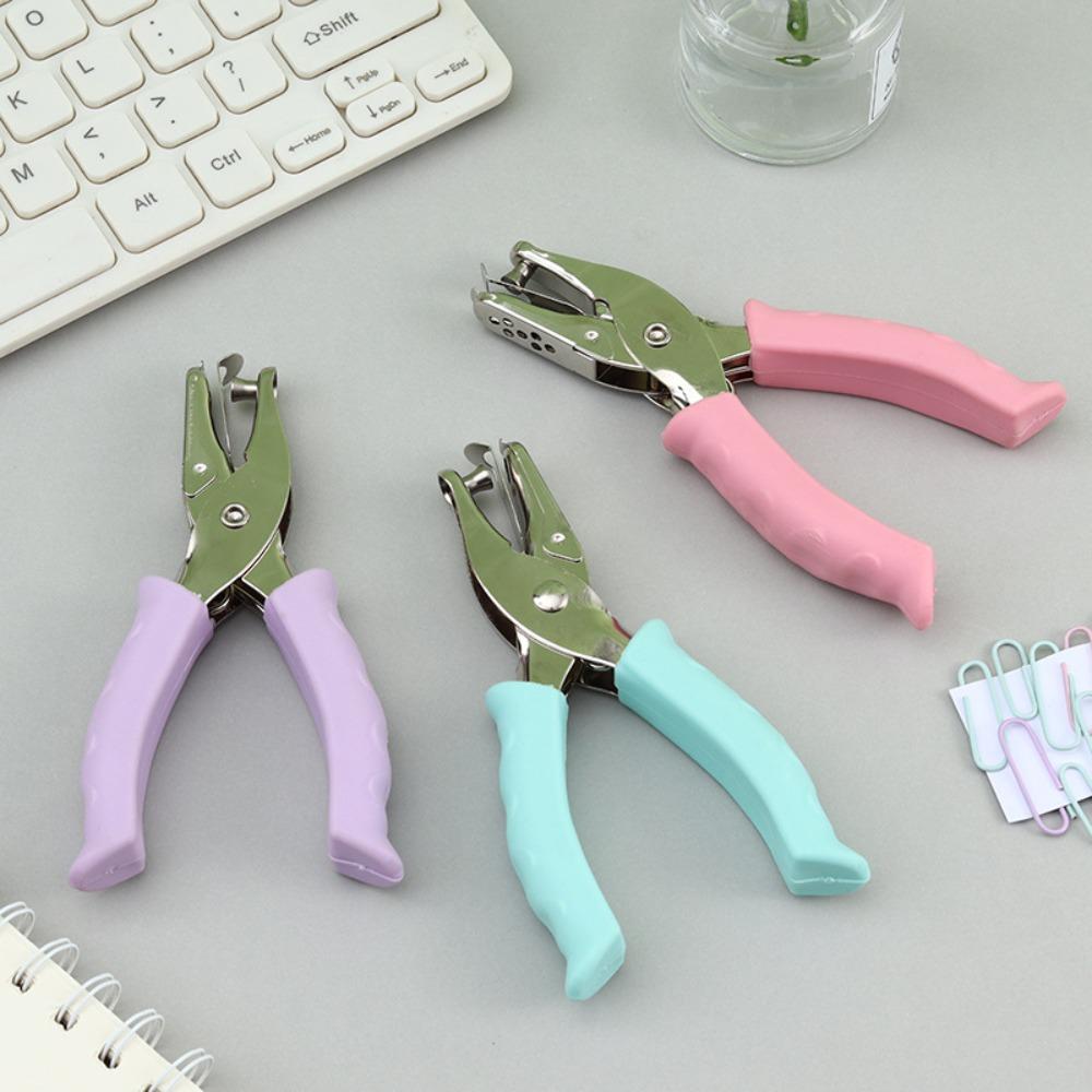 Macaron Color Single Hole Punch Non-slip Handle DIY Paper Puncher Mini Paper Punch  Office