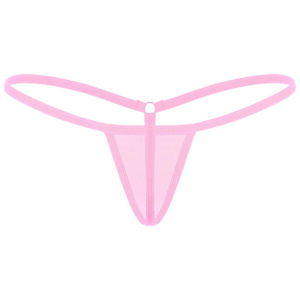 Women Elastic Waist Low Rise T Back G String Thong Micro Bikini Panties Underwear