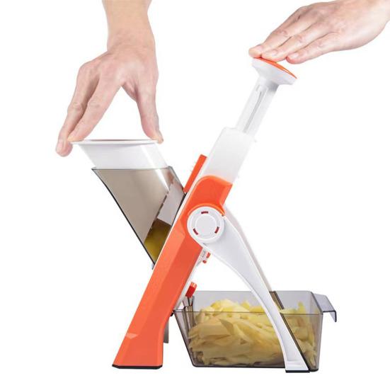 Настольная овощерезка с 5 лезвиями, регулируемая толщина, многофункциональный резак для моркови, картофеля, редиса, инструмент для нарезки овощей, кухонные гаджеты