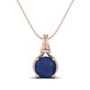 Blue Sapphire Solitaire Pendant - 925 Sterling Silver