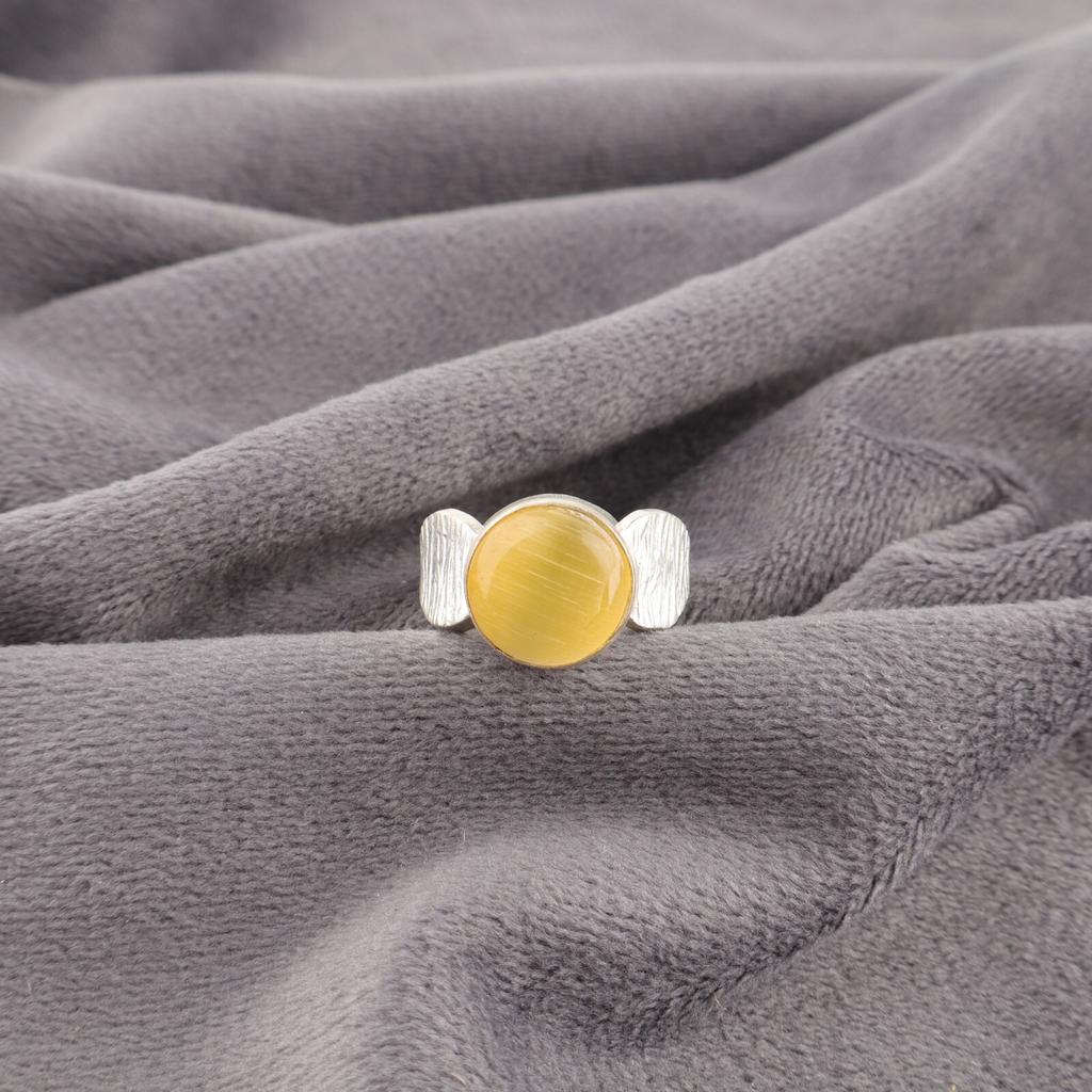 Натуральный желтый тигровый глаз драгоценный камень 925 стерлинговое серебро ювелирные изделия ручной работы кольцо для девочек RR-1-45