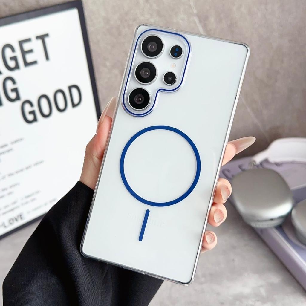 Подходит для чехла для мобильного телефона Samsung S25ultra S25 противоударный S24 магнитный S24plus прозрачный новый акриловый жесткий