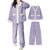 Pajama Coral Fleece Jacquard Long Long and Loose and Thick with Fleece Perfect for Fall and Winter [Narebualo Cietupoop] Women's 2-Piece Set Top,