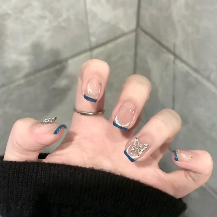 Wearing Nail Advanced Sense Spring and Summer Flash Diamond Butterfly Handmade Nail Piece Spice Girl Wearing Nail Piece