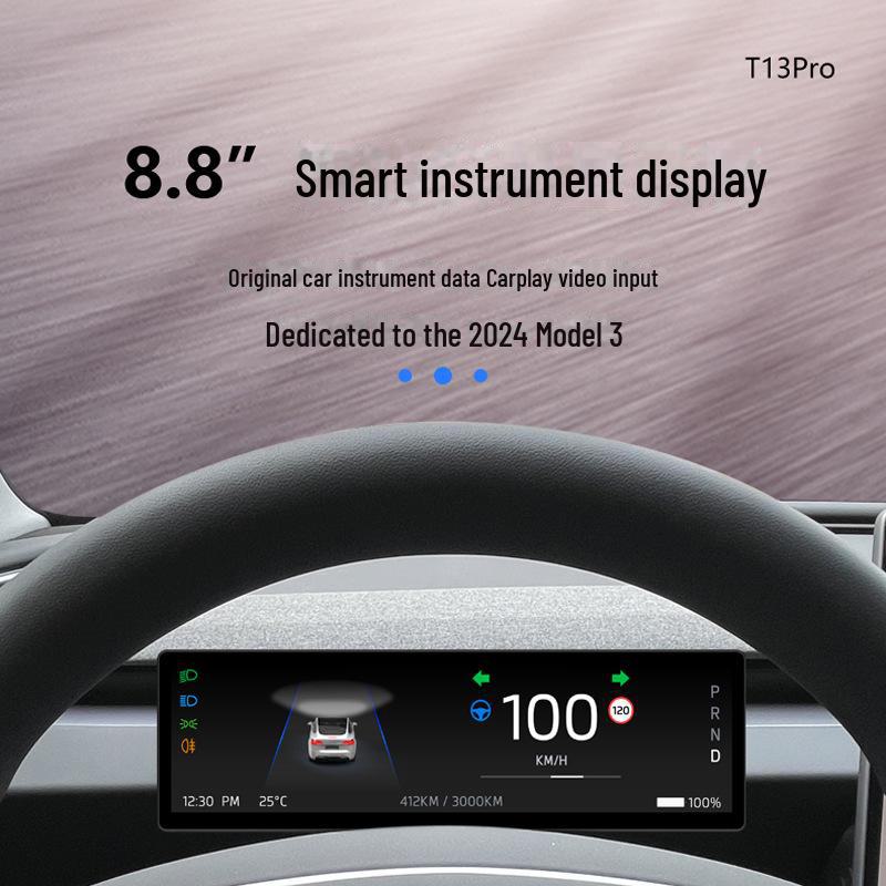 Tesla Model 3 LCD Instrument Display with CarPlay and Smart OTA Connectivity