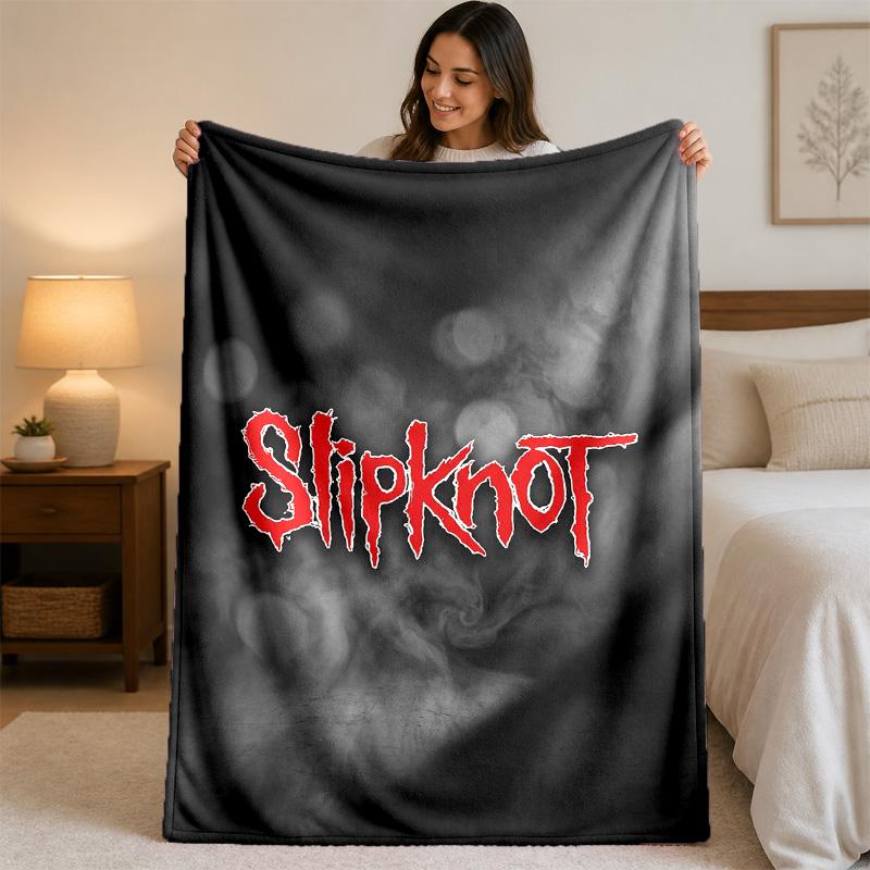 Slipknot Print Flannel Blanket Cozy Lightweight Plush Throw Blanket For Bed Sofa Household Use