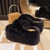 High Heel 9cm Fluffy Slippers Women Wear New Korean Version Fashion Versatile Home Cotton Drag Cross Slippers