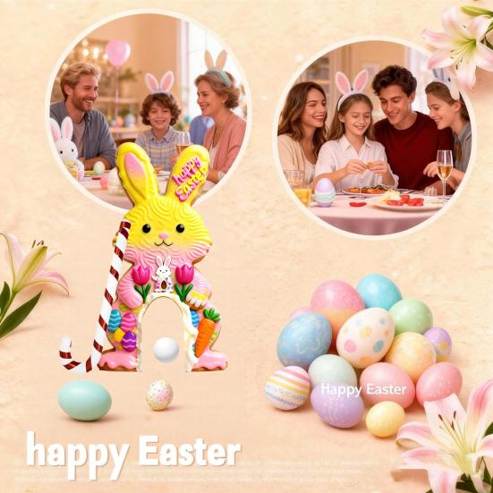 Набор для игры в гольф «Пасхальный кролик» Деревянное мини-поле для гольфа с клюшкой-леденцом и мячами для домашней пасхальной вечеринки