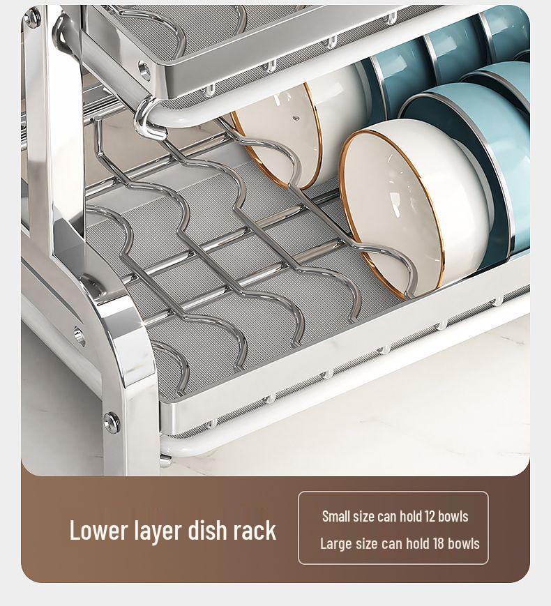 304 Stainless Steel Multi-functional Dish Drying Rack for Plates and Bowls