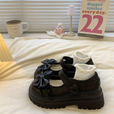 2025 осень милые и крутые туфли Мэри Джейн на платформе женские с бантом студенческие универсальные jk с юбкой маленькие кожаные туфли одинарные