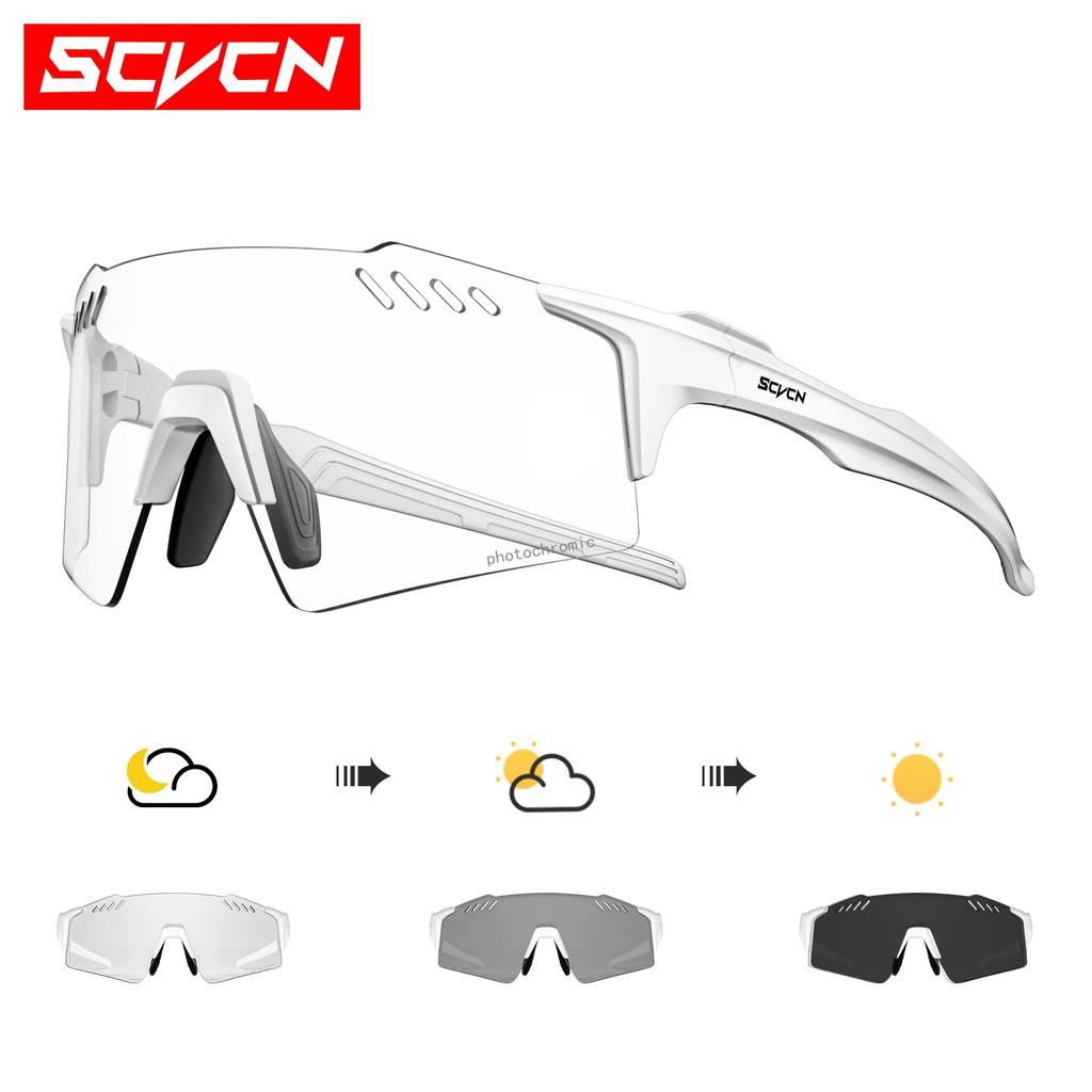 Фотохромные велоочки SCVCN с защитой UV400, спортивные очки для MTB, для велосипеда, гольфа, кемпинга, вождения, на открытом воздухе